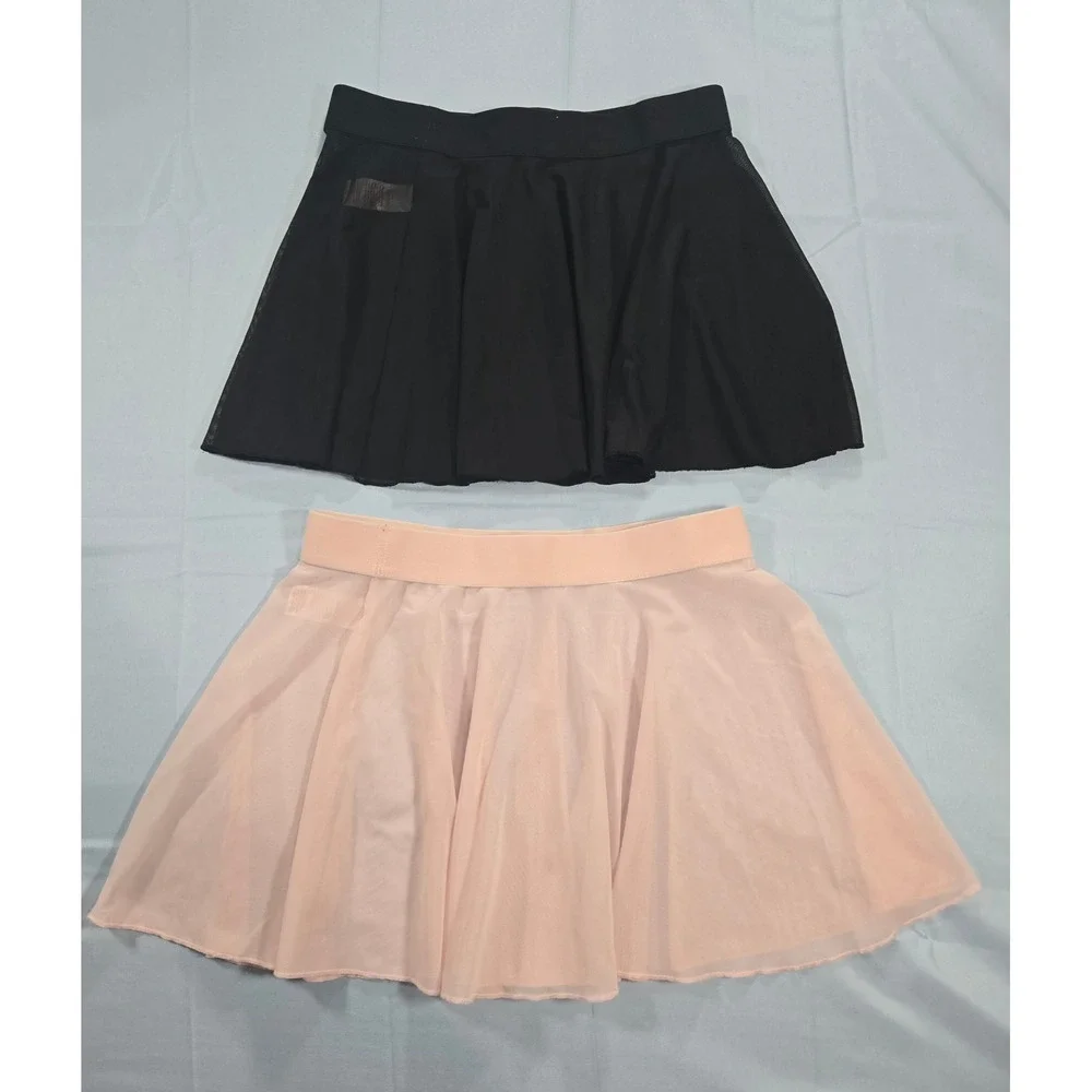 Justice Girls Dance Skirts Lot of 2 Black Pink Mesh Ballet Skirt XL 16/18